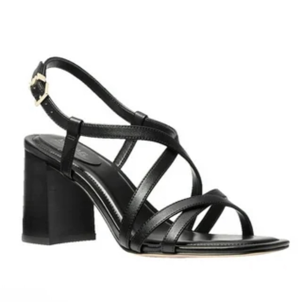 Intentionally Blank Naples Black Leather Heeled Sandals Size 37 / 6.5-7